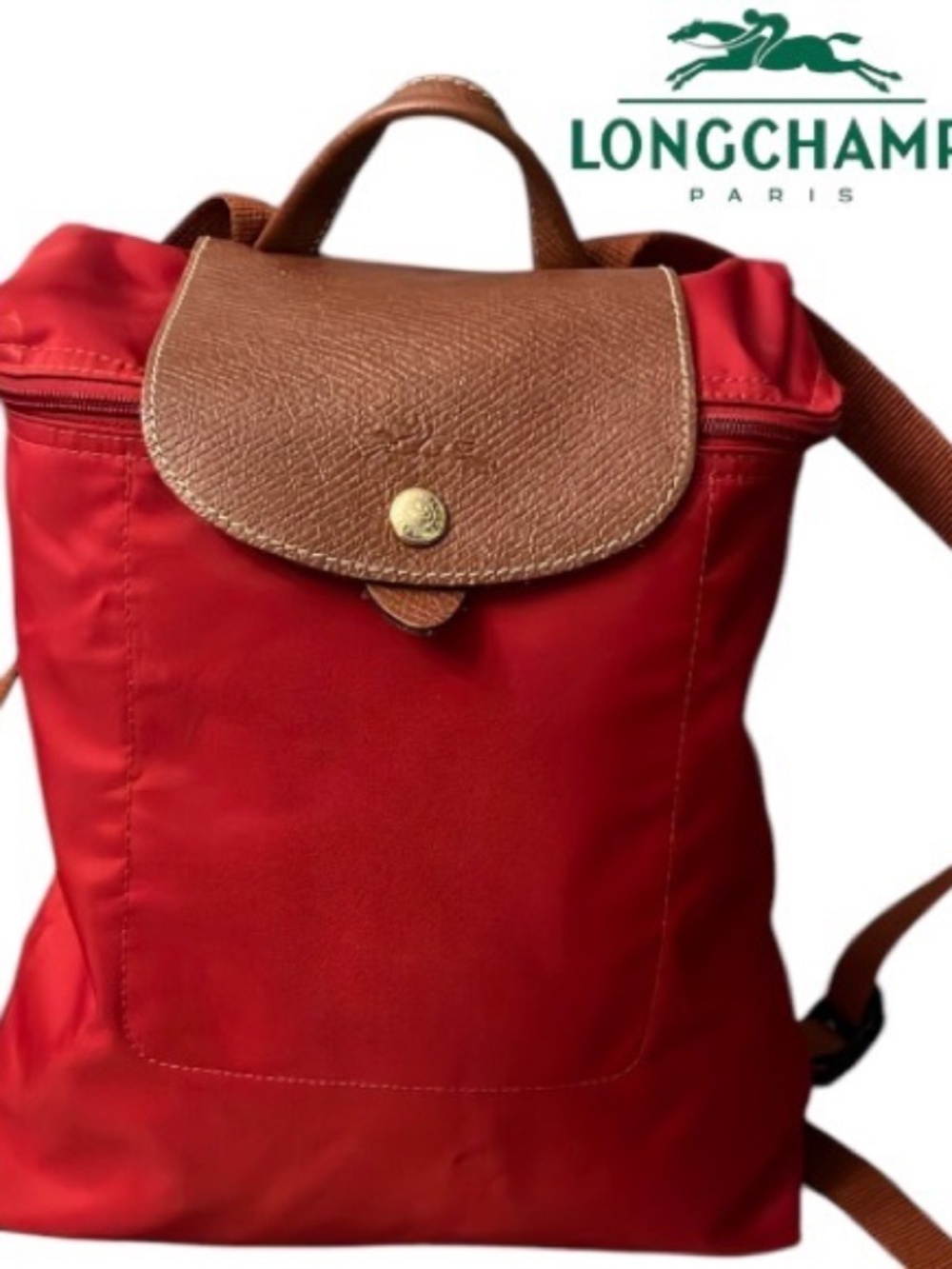 LONGCHAMP Le Pliage Sac A Dos Modele Depose Backpack France Red